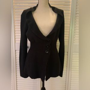 Lightweight wool cardigan jacket in black